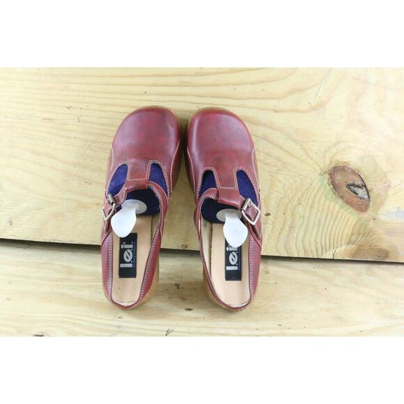L.E.I. Shoes Womens Sz 9 Red Vintage Platform Y2K Clog Mules Chunky Slip Ons - Picture 5 of 8